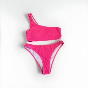 SHEIN Swimsuit Ladies Size Medium Hot Pink Textured Bikini Spring Break